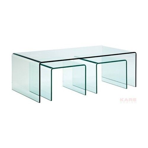 Glass coffee table with extra tables (3/set) Kare design - 7