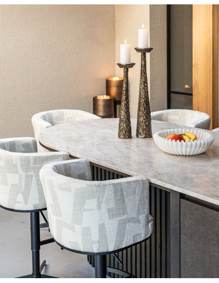 Sgabello da bar beige Graffic girevole CHEYENNE