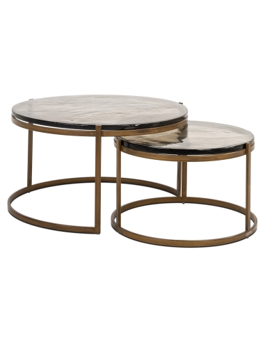 Set aus 2 goldenen Couchtischen CLEO | Deko Loft Attitude