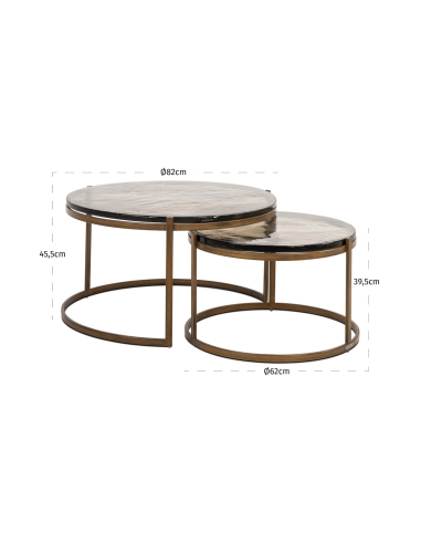 Set aus 2 goldenen Couchtischen CLEO | Deko Loft Attitude