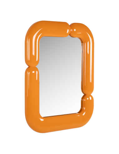 Wandspiegel mit glänzend orangefarbenem Rohrrahmen AYLA