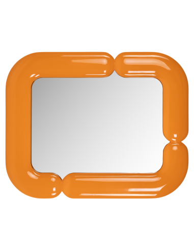 Wandspiegel mit glänzend orangefarbenem Rohrrahmen AYLA
