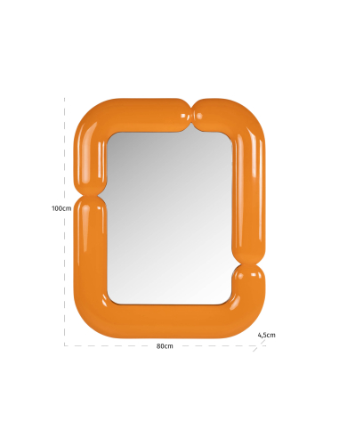 Specchio da parete con cornice tubolare arancione lucido AYLA