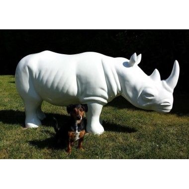 Rhinoceros Statue White Grand Model 2