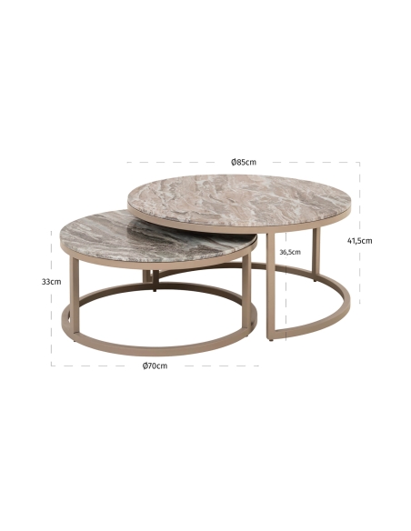 Set van 2 salontafels klei FAIRFAX | Loft Attitude