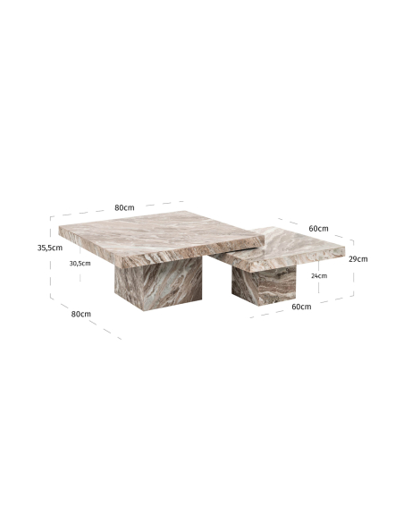 Set di 2 tavolini bassi beige cipria | Loft Attitude