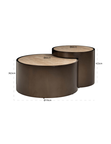 Set of 2 beige Coffee Tables RONSON | Loft Attitude