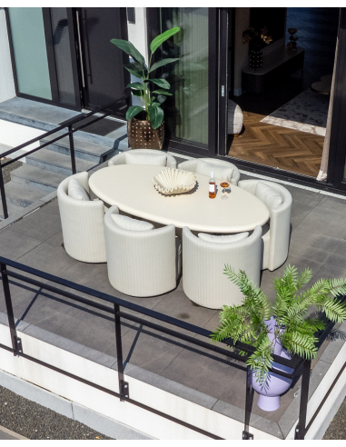 Urban Bloom sandstone outdoor dining table 220