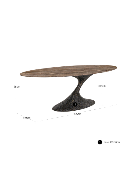 Russo ash brown oval dining table 235