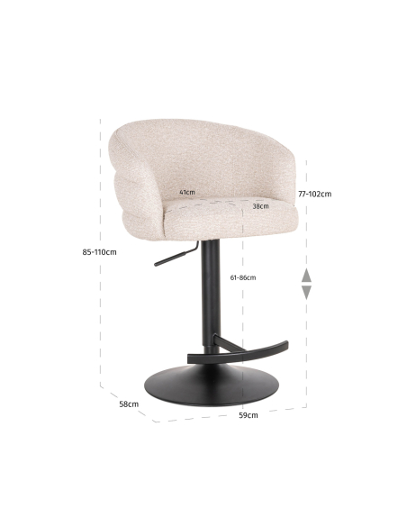 Taburete de bar Nikki biscotti giratorio ignífugo