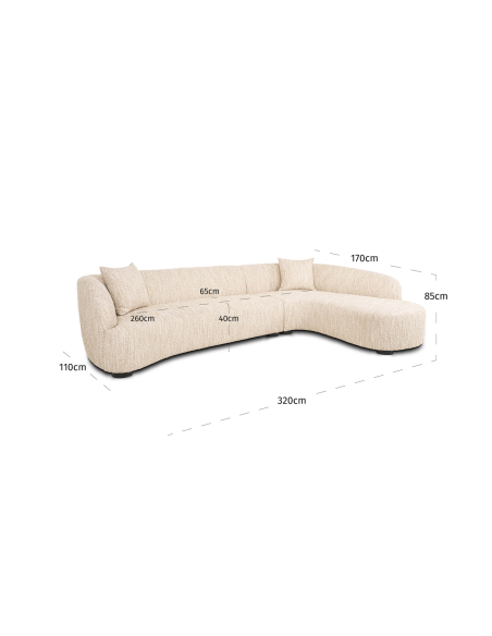 Pandora sofa beige angora lounge right