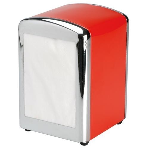 Distributeur de serviettes rouge avec 50 serviettes fournies