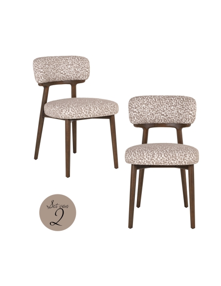 Cadeira de sala de jantar Basker natural geo (Conjunto de 2)