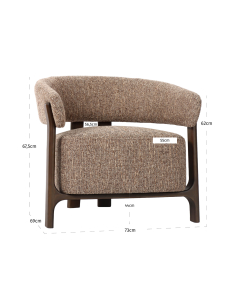 Loungefauteuil Dalara bruin tweed 2