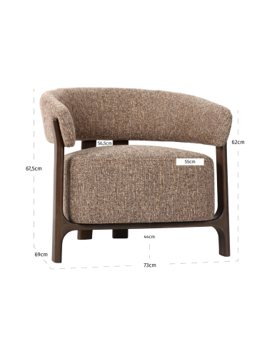Loungefauteuil Dalara bruin tweed