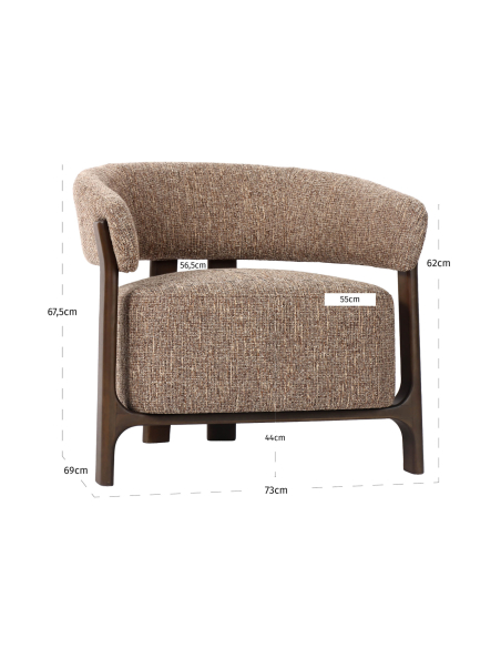 Loungefauteuil Dalara bruin tweed