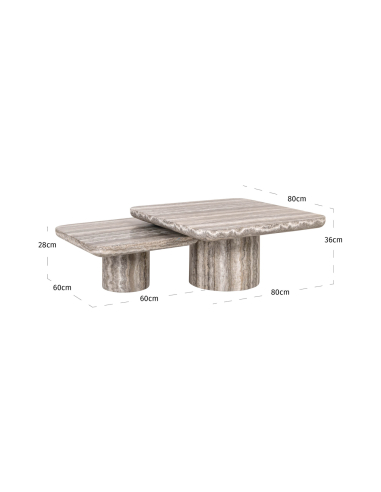 Mesa de centro Dulce cinzento (denizly) (Conjunto de 2)