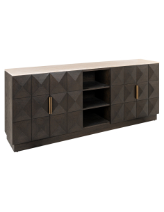 Buffet marron 4 portes 2 étagères CLAREMONT