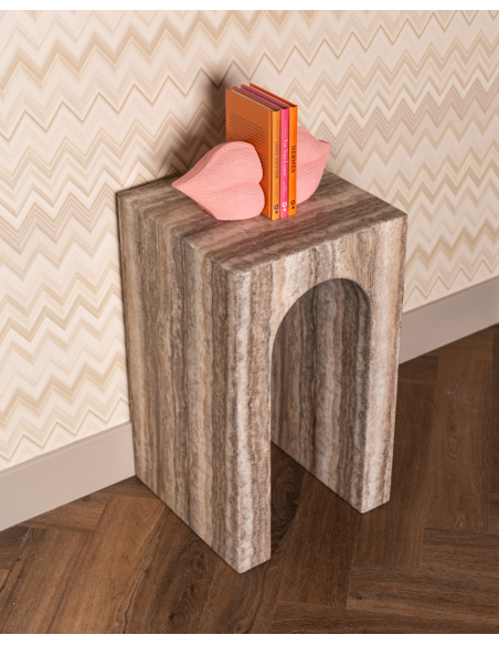Gray Marbled Arc Side Table Denizly