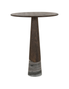 Table de bar ronde en chêne marron et pied marbre HARPER