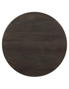 Bruine eiken ronde staaftafel en harpermarmeren voet 2