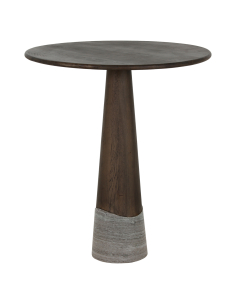 Table de comptoir ronde en chêne marron et pied marbre HARPER H91