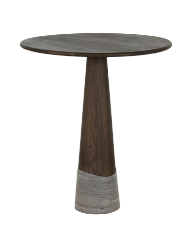 Brown Oak Round Top Table and Harper Harper Marble Foot H91