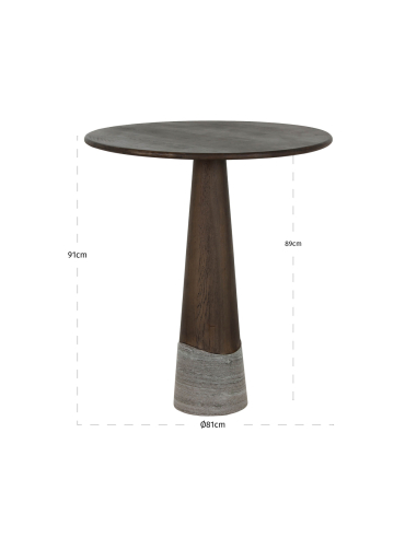 Brown Oak Round Top Table and Harper Harper Marble Foot H91
