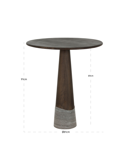 Mesa superior redonda de roble marrón y Harper Harper Marble Pie H91