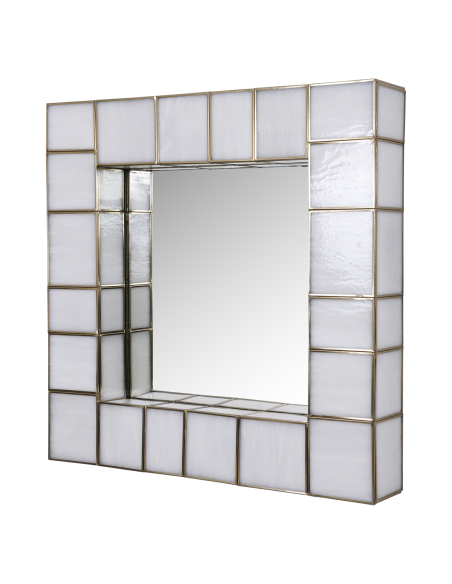 LUMA 62 aged brass faceted mirror wall light