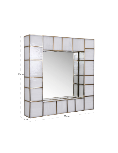 Applique specchio sfaccettato ottone anticato 62 LUMA