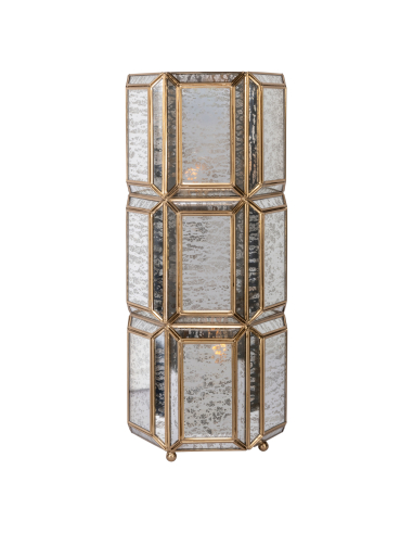 Lámpara de mesa farol de cristal espejo envejecido 51 YAEL