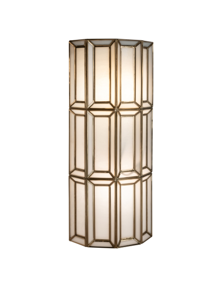 Wandlamp facetten opaline verouderd messing OPAL