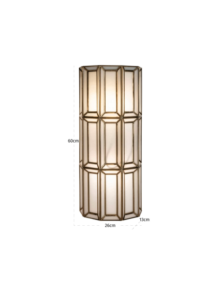 Aplique de pared facetas opalino latón envejecido OPAL