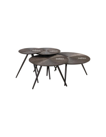 Mesa de centro de Bronze Quadra (conjunto de 4)