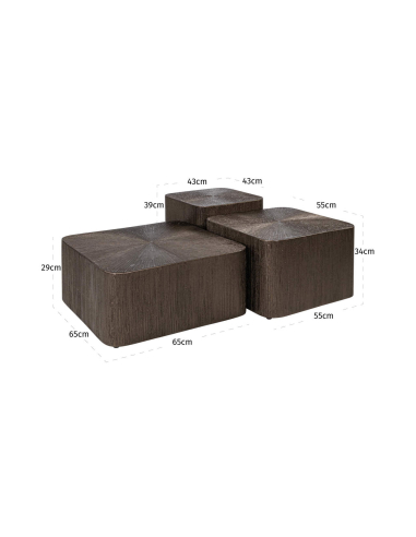 Mesa de centro de bronce cúbico (conjunto de 3)