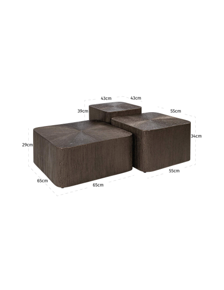 Mesa de centro de bronze cúbica (conjunto de 3)
