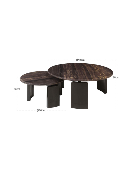 Menton da mesa de café de Borgonha (conjunto de 2)