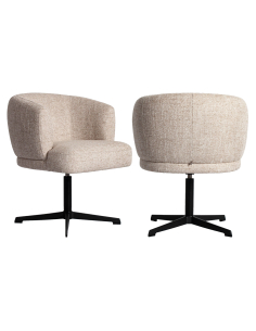 Chaise de salle à manger rotatif tweed crème DINANT