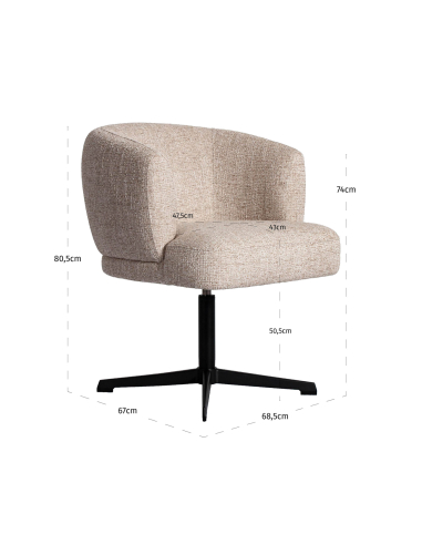 Rotary Eetkamer stoel Tweed Dinant Cream