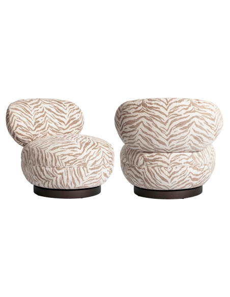 Fauteuil lounge Jace beige tiger swivel