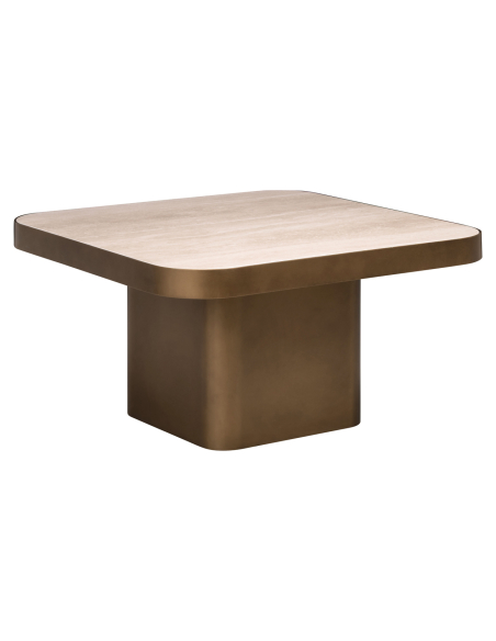 Table basse plateau réversible noir/beige CLARIDGE 70x70