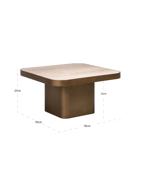 Coffee table Reversible tray black / beige Claridge 70x70