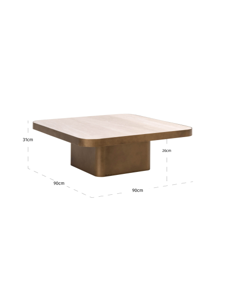Coffee table Reversible tray black / beige Claridge 90x90