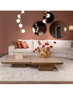 Bandeja reversible de la mesa de centro negro / beige Claridge 100x100 2