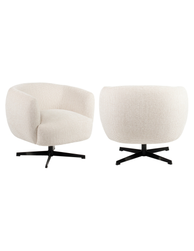 Fauteuil lounge rotatif maille carré beige ESTELLE