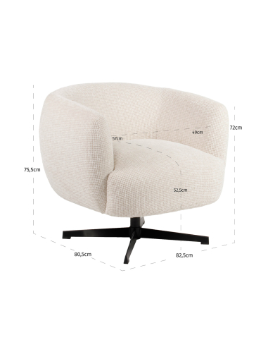 Fauteuil lounge rotatif maille carré beige ESTELLE