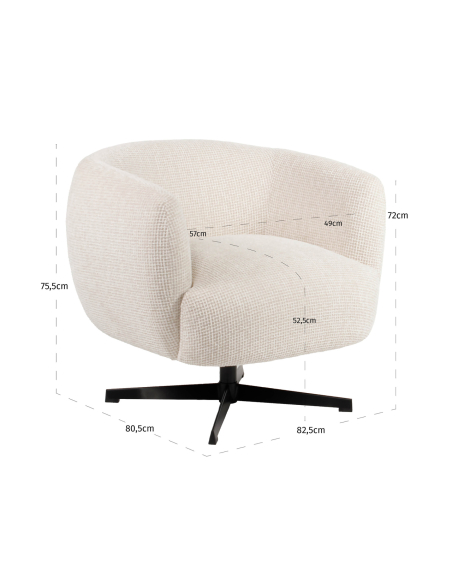 Fauteuil lounge rotatif maille carré beige ESTELLE