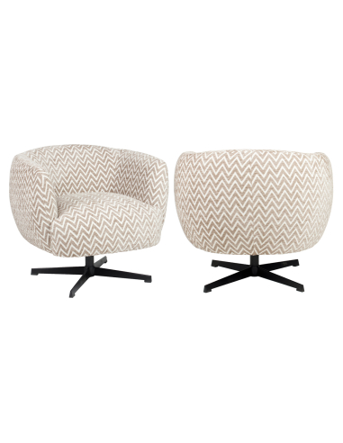 Beige Chevron Rotat Lounge Sessel Estelle
