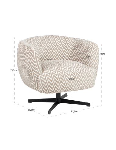 Beige Chevron Rotat Lounge Sessel Estelle